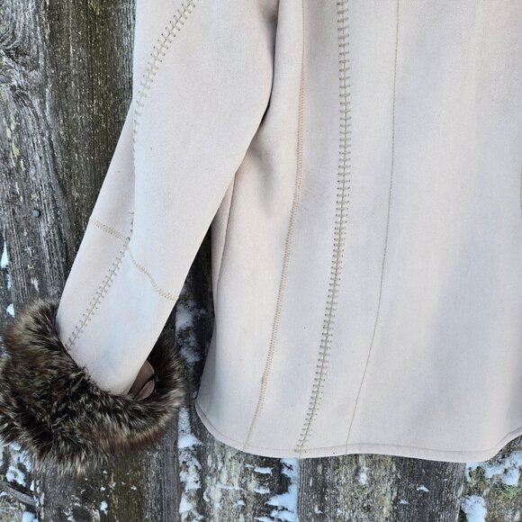 Vintage Penny Lane Coat 90s Y2K Size M Beige Faux Fur Faux Suede Boho - Picture 9 of 11